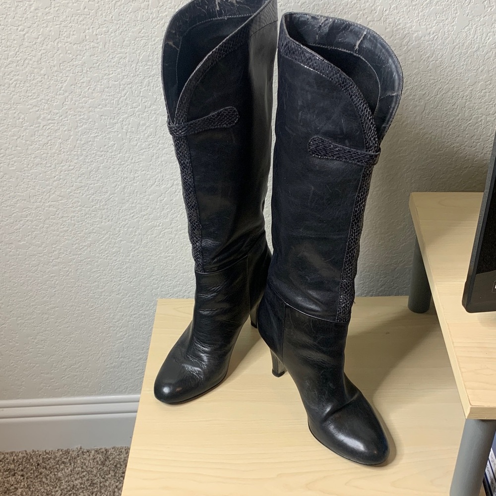 Tahari Black Heeled Knee-High Boots